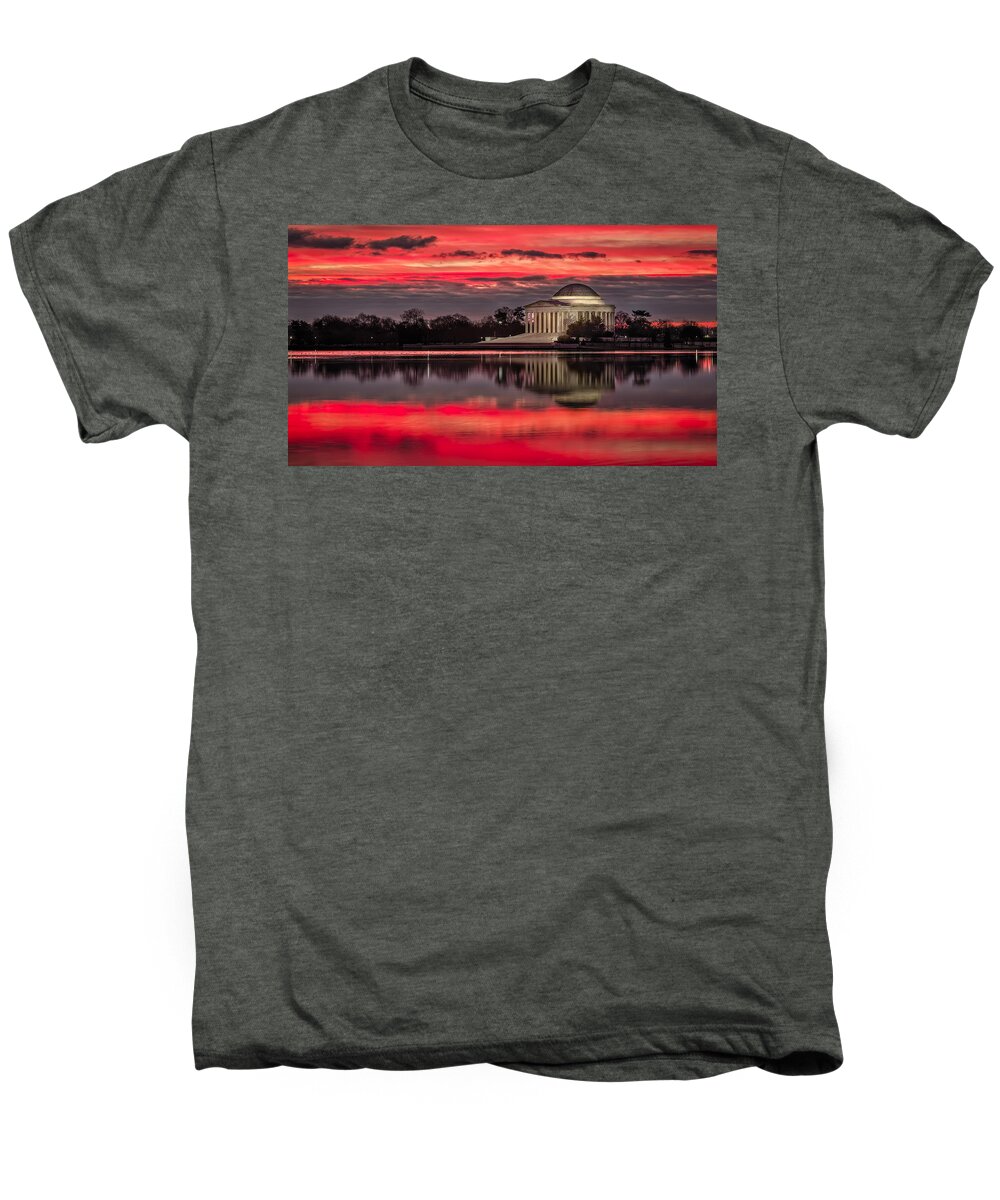 America Men's Premium T-Shirt featuring the photograph Dawn over Jefferson Memorial by Eduard Moldoveanu