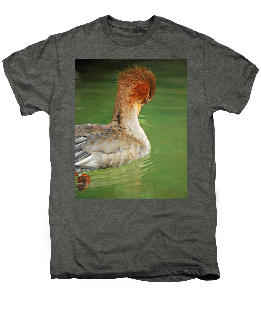 Animal Men's Premium T-Shirt featuring the photograph Red Breasted Merganser by Maggy Marsh