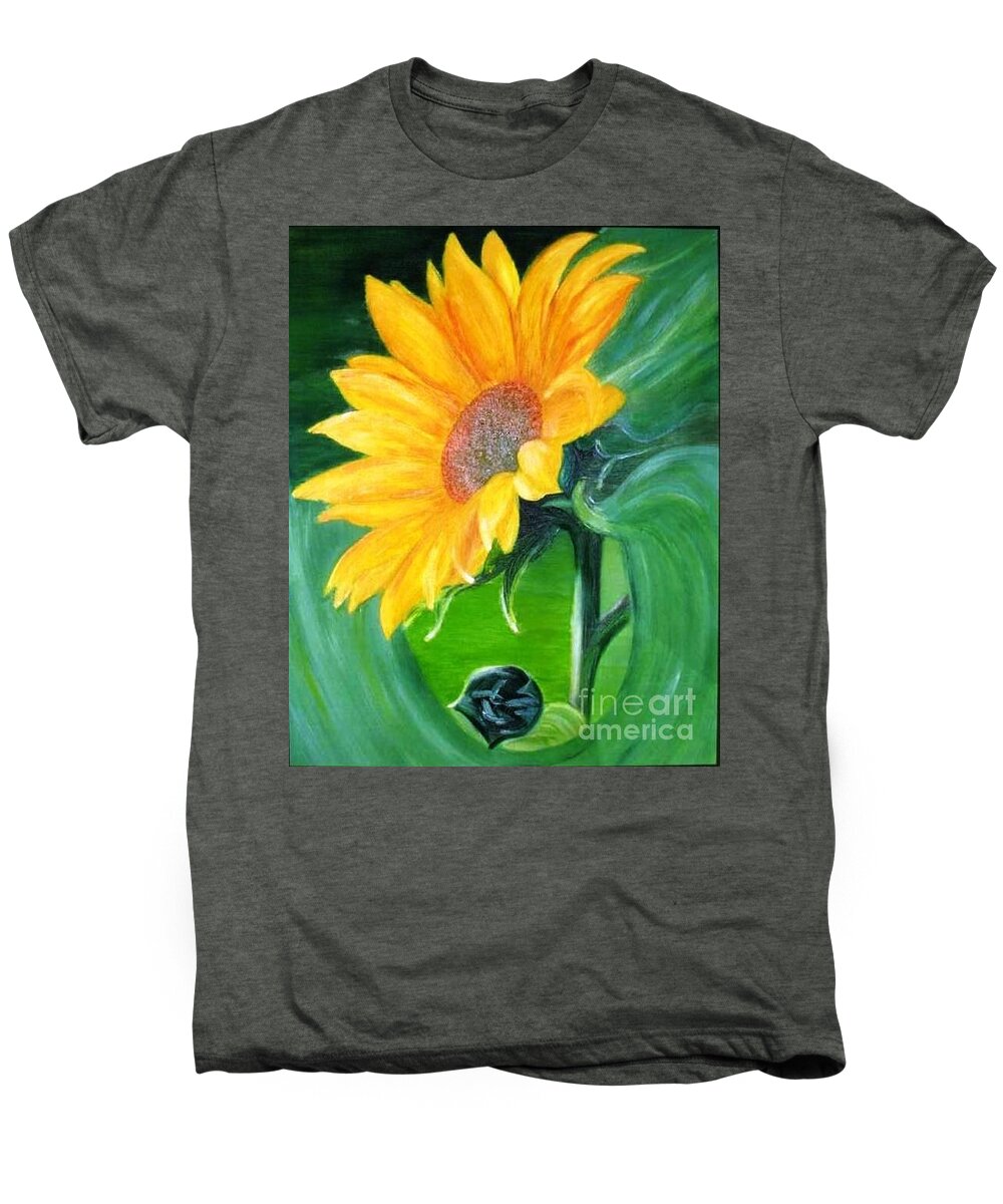 Flowers Men's Premium T-Shirt featuring the painting Sunflower by Amalia Suruceanu
