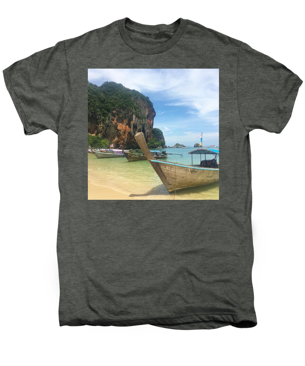 Thailand Men's Premium T-Shirt featuring the photograph Lounging Longboats by Ell Wills
