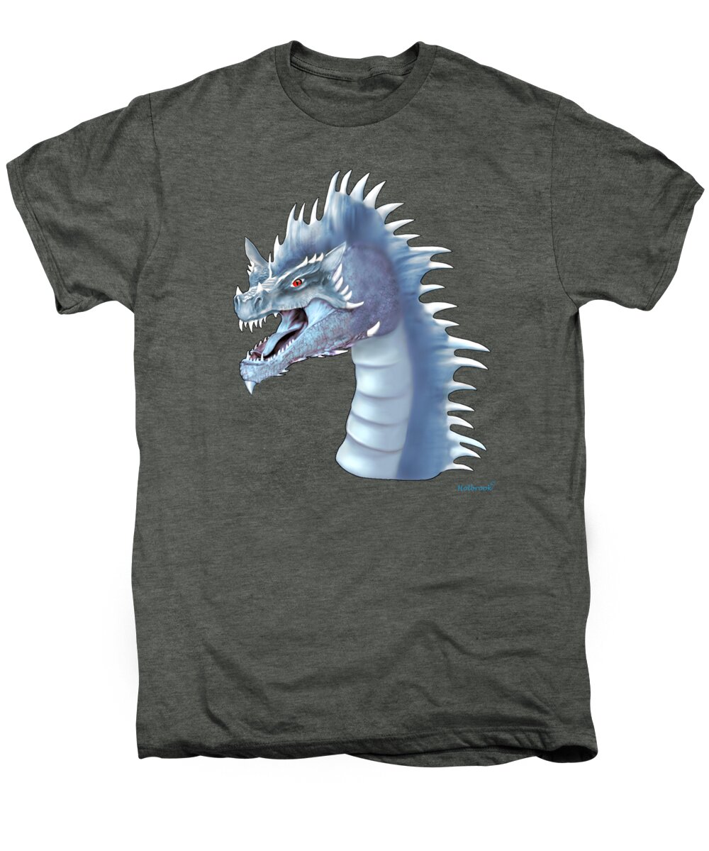 Dragon Men's Premium T-Shirt featuring the digital art Mystical Ice Dragon by Glenn Holbrook