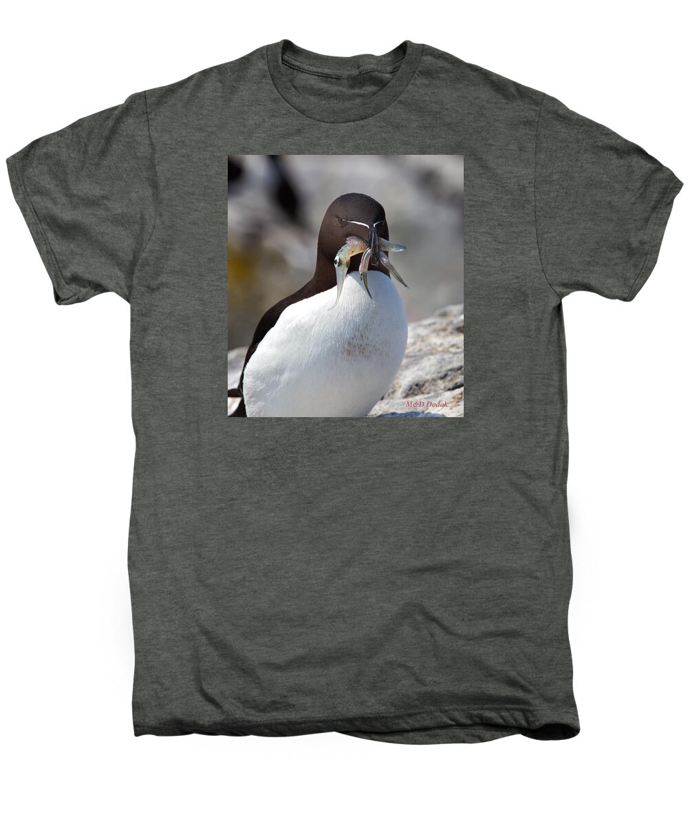 Maine 2015 Men's Premium T-Shirt featuring the photograph Razorbill with Catch by Mike Dodak