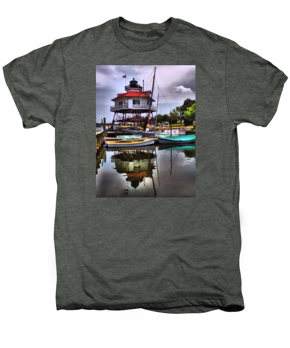 Landscape Men's Premium T-Shirt featuring the photograph Reflections On Golden Creek by Robert McCubbin