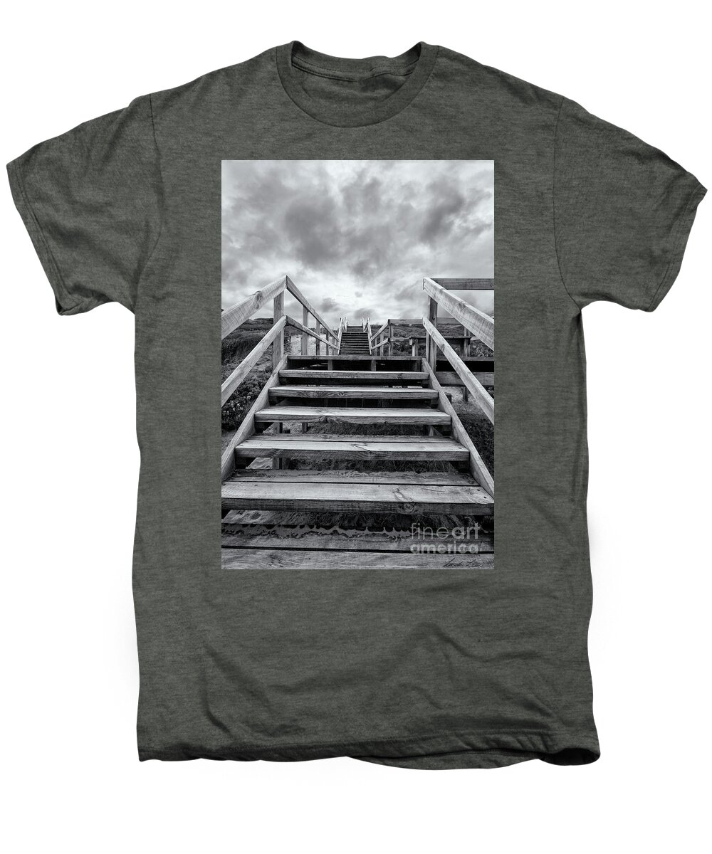 Stairs Men's Premium T-Shirt featuring the photograph Step on up by Linda Lees