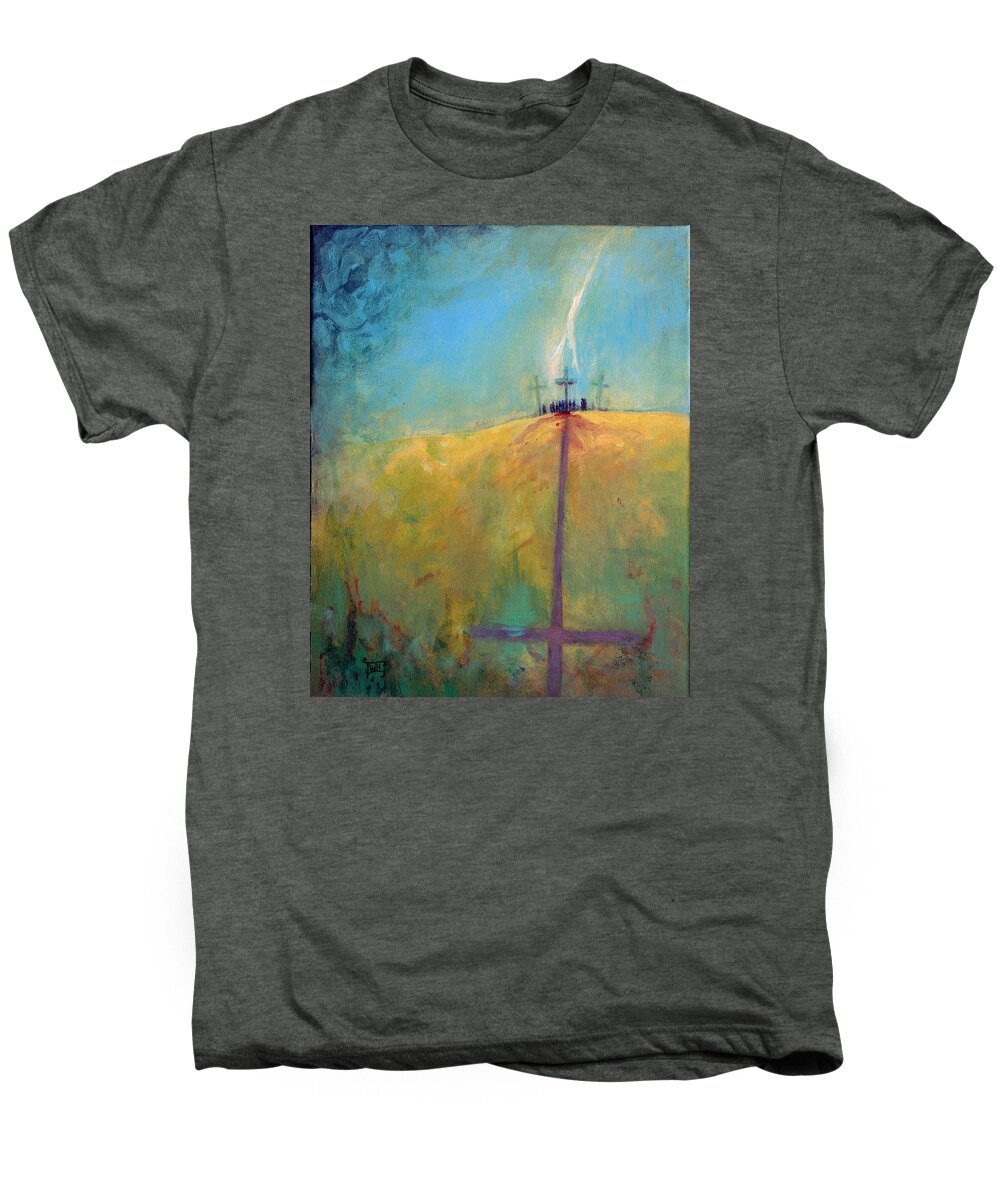 Crucifixion Men's Premium T-Shirt featuring the painting The Ninth Hour by Terry Webb Harshman