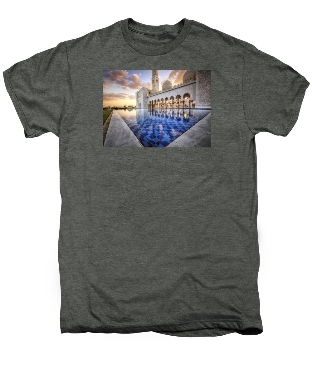 Abstract Men's Premium T-Shirt featuring the photograph Water Sunset Temple by John Swartz
