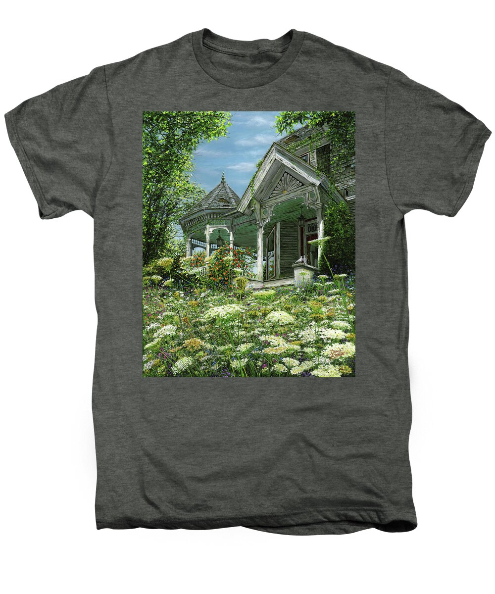 Abandoned Houses Men's Premium T-Shirt featuring the painting White Lace and Promises Abandoned by Doug Kreuger