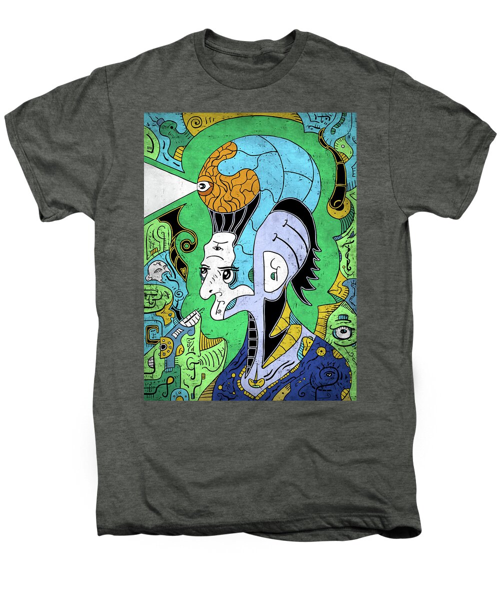 Philosopher Men's Premium T-Shirt featuring the digital art Brain-Man by Sotuland Art