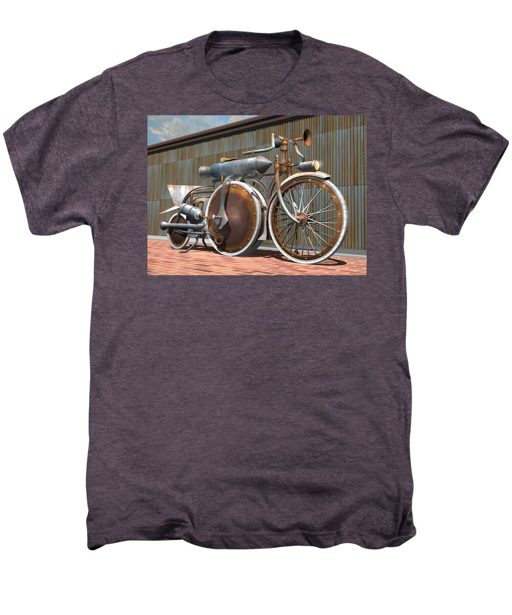Retro Men's Premium T-Shirt featuring the digital art 1895 Schwartze Quad Steambike by Stuart Swartz