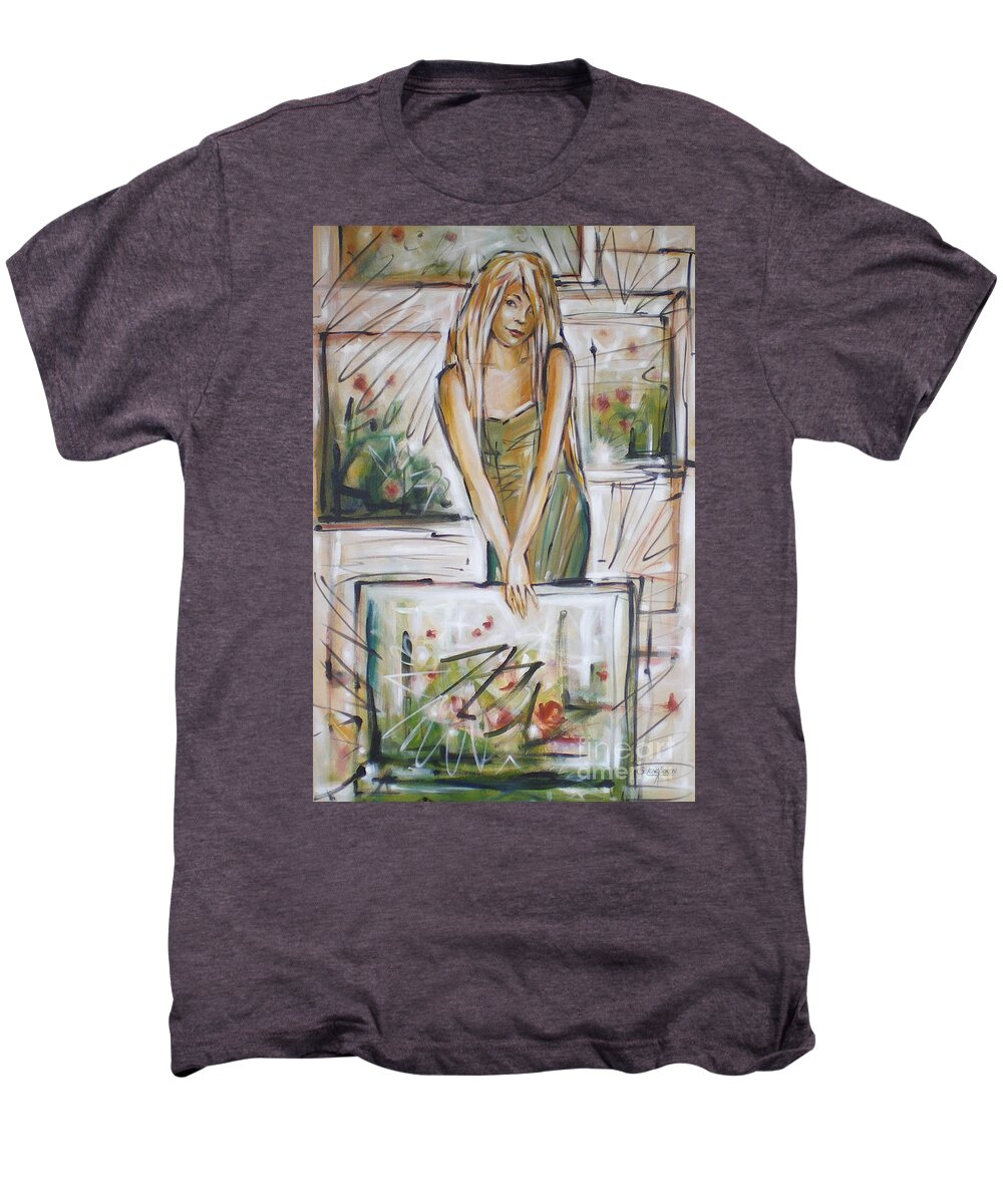 Girl Men's Premium T-Shirt featuring the painting Cheeky Bugger 260309 #1 by Selena Boron