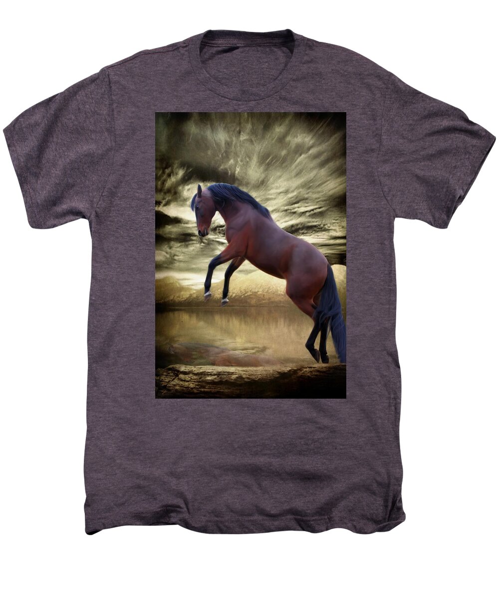Animal Men's Premium T-Shirt featuring the mixed media Can You See My Reflection by Davandra Cribbie