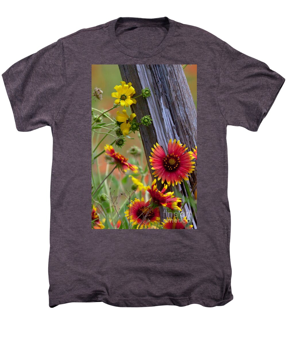 Plants Men's Premium T-Shirt featuring the photograph Fenceline Wildflowers by Robert Frederick