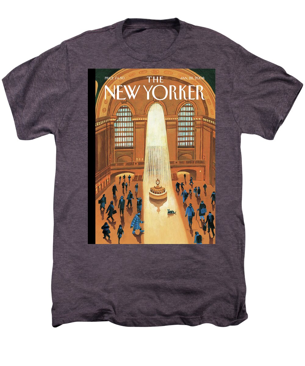 Grand Central Station Men's Premium T-Shirt featuring the painting Winter Pleasures by Mark Ulriksen