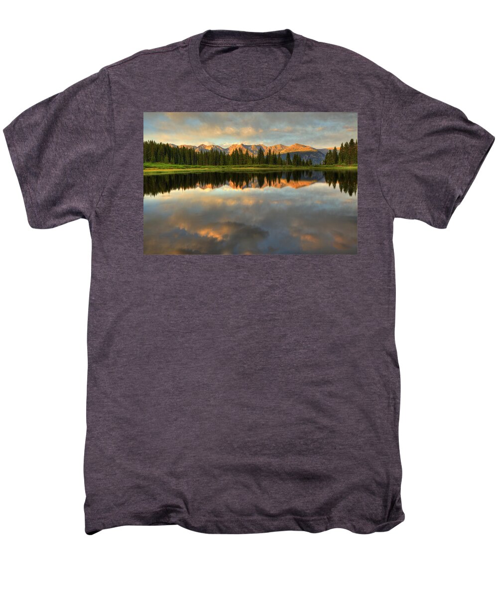 Little Molas Lake Men's Premium T-Shirt featuring the photograph Little Molas Lake at Sunset by Alan Vance Ley