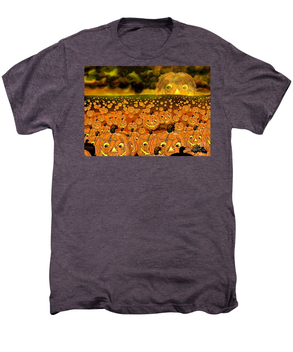 Gmo Men's Premium T-Shirt featuring the digital art Midnight Pumpkin Patch by Carol Jacobs