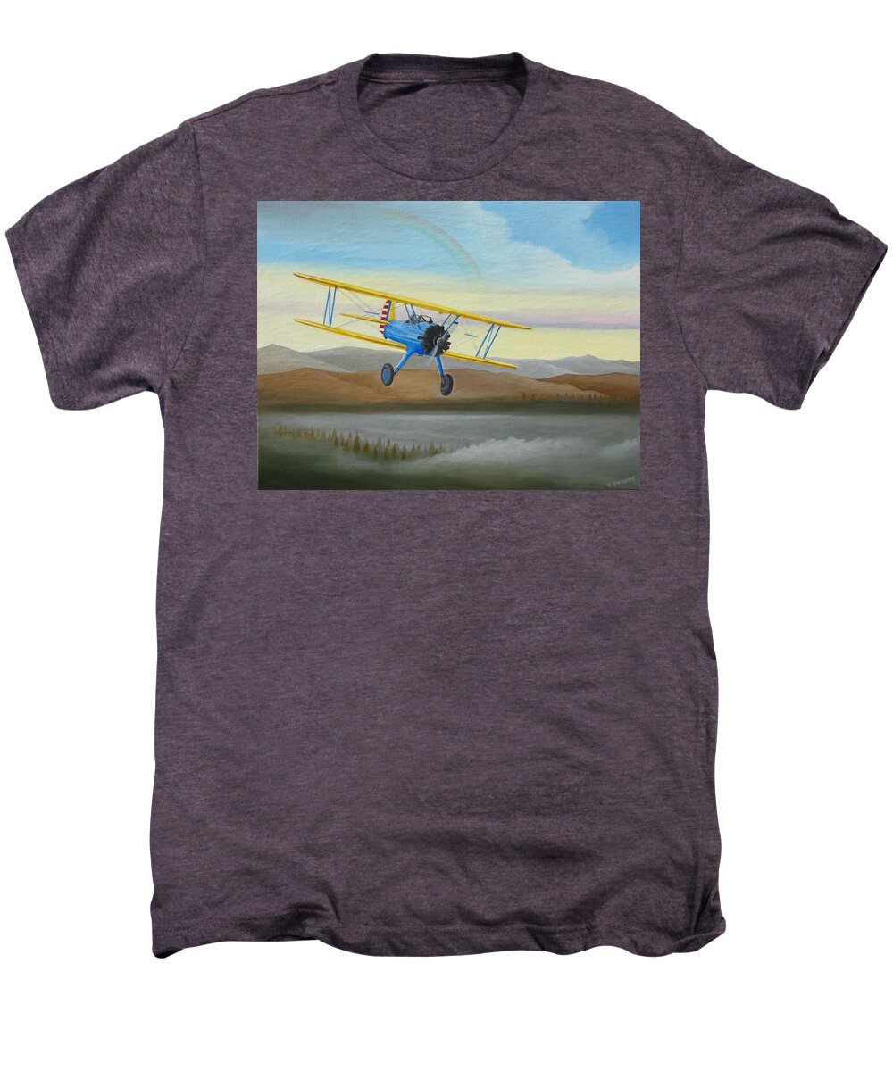 Stearman Men's Premium T-Shirt featuring the painting Morning Flight by Stuart Swartz