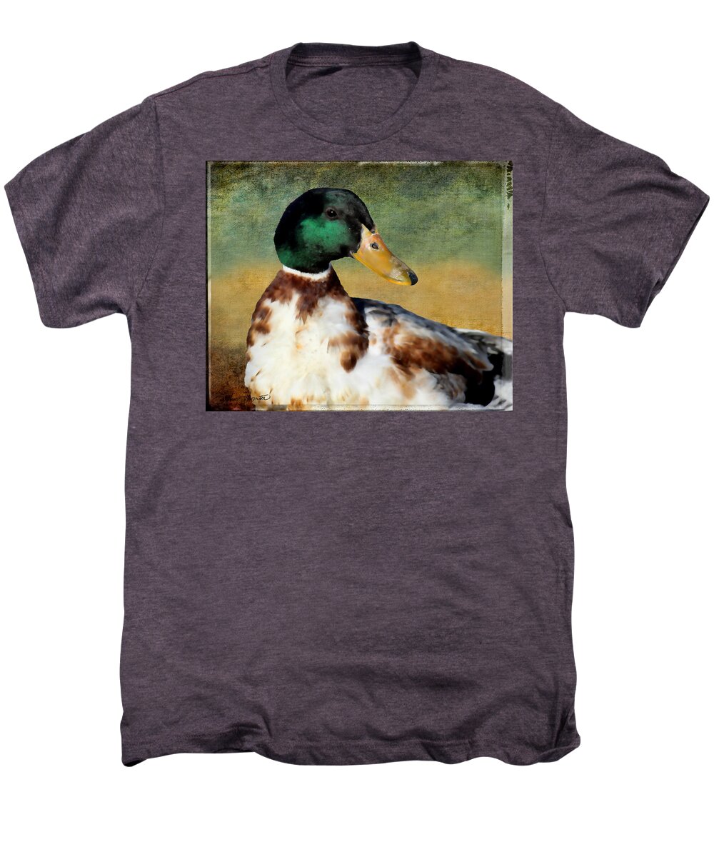 Mallard Men's Premium T-Shirt featuring the photograph Mr Mallard by Sylvia Thornton