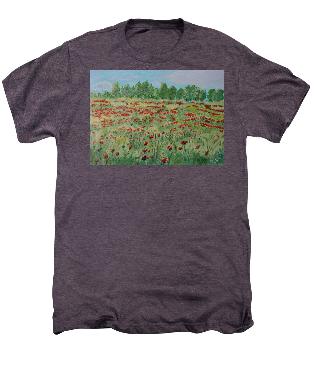 My Poppies Field Men's Premium T-Shirt featuring the painting My poppies field by Felicia Tica
