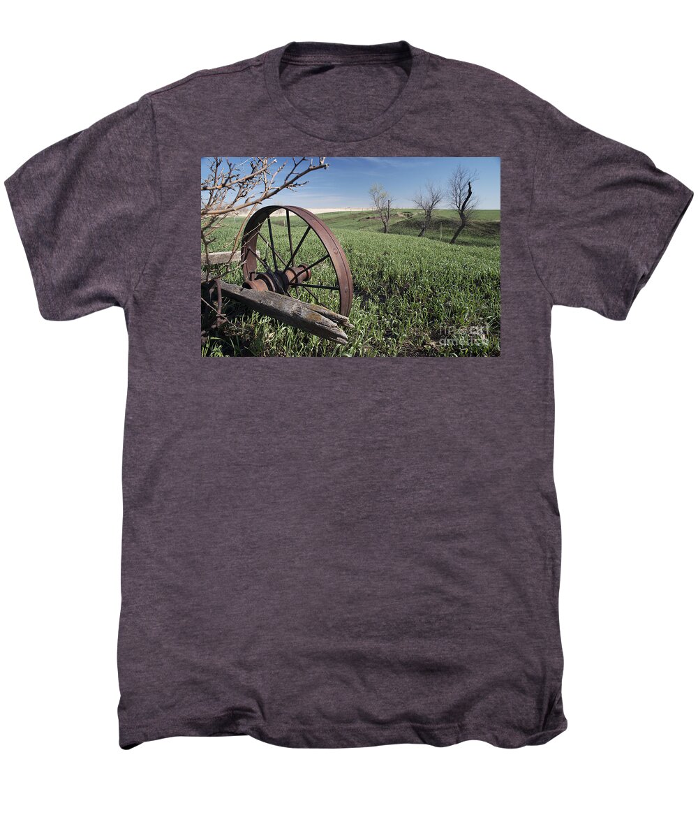 Wagon Men's Premium T-Shirt featuring the photograph Old Farm Wagon by Art Whitton