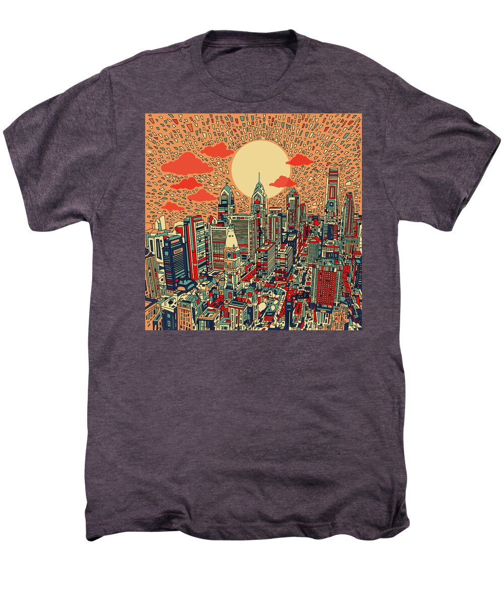 Philadelphia Men's Premium T-Shirt featuring the painting Philadelphia Dream by Bekim M