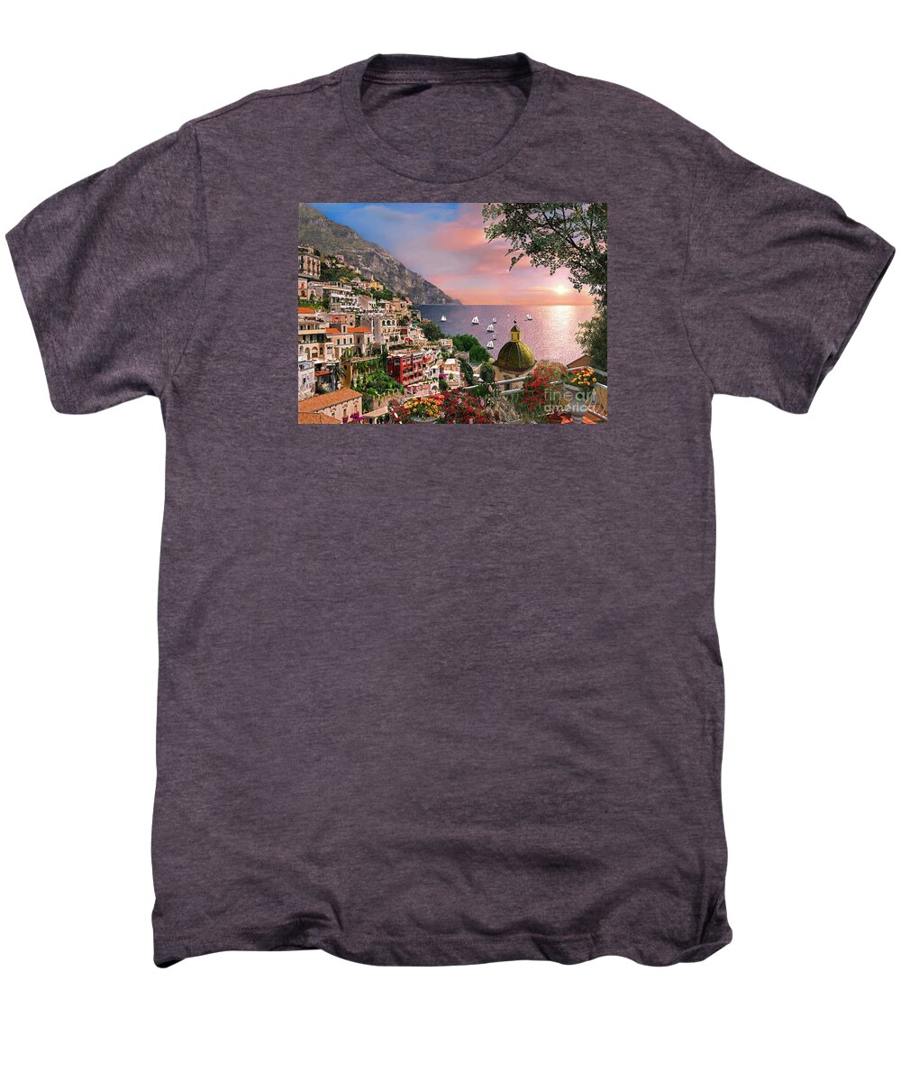 Positano Men's Premium T-Shirt featuring the digital art Positano by MGL Meiklejohn Graphics Licensing