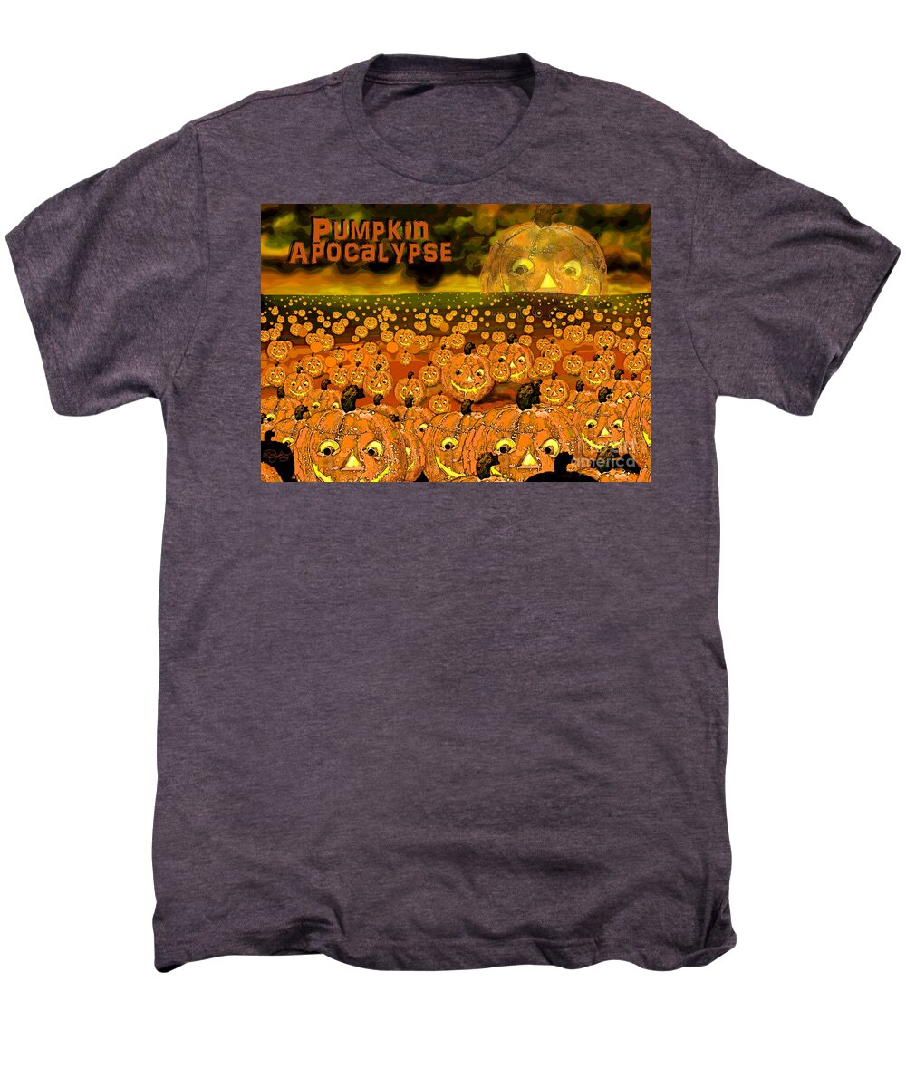Gmo Men's Premium T-Shirt featuring the digital art Pumpkin Apocalypse by Carol Jacobs