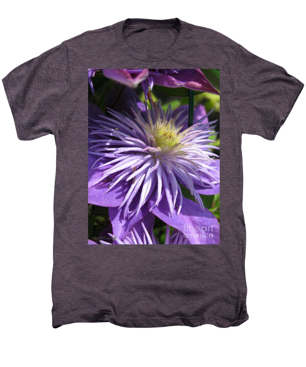 Double Clematis Men's Premium T-Shirt featuring the photograph Double Clematis named Crystal Fountain #1 by J McCombie