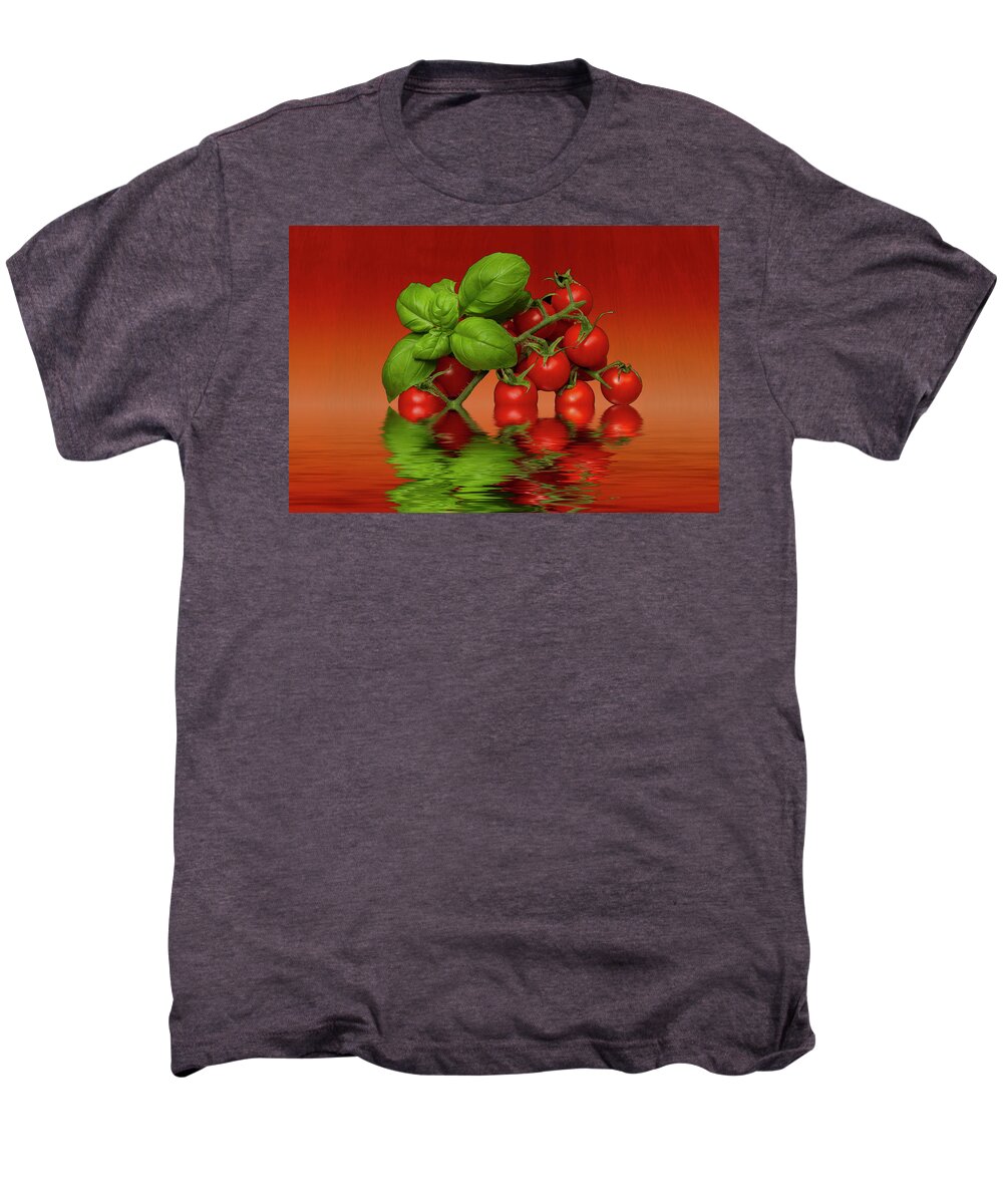 Basil Men's Premium T-Shirt featuring the photograph Plum Cherry Tomatoes Basil #1 by David French