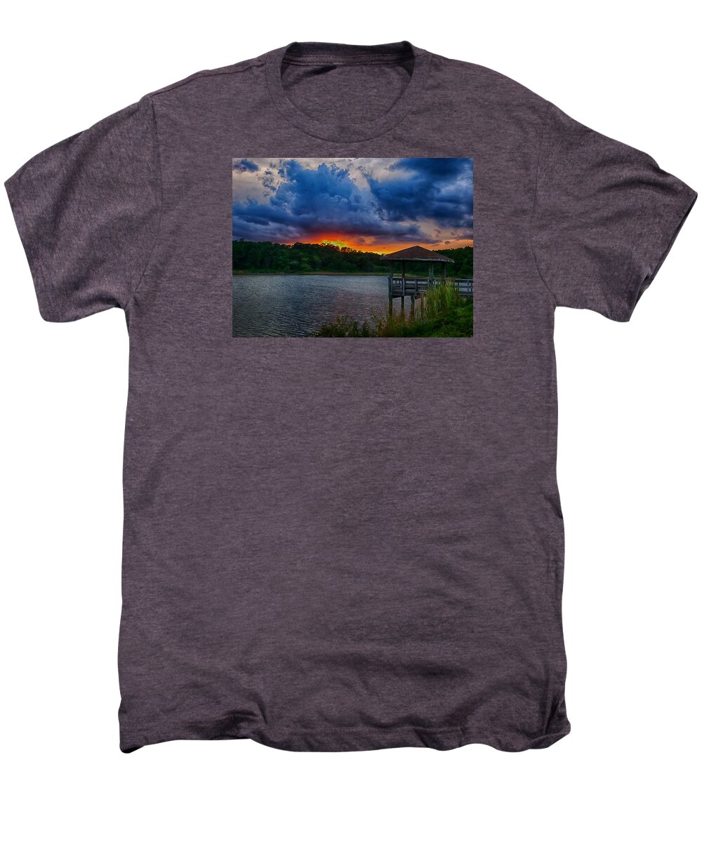 Sunset Men's Premium T-Shirt featuring the photograph Sunset Huntington Beach State Park #1 by Bill Barber
