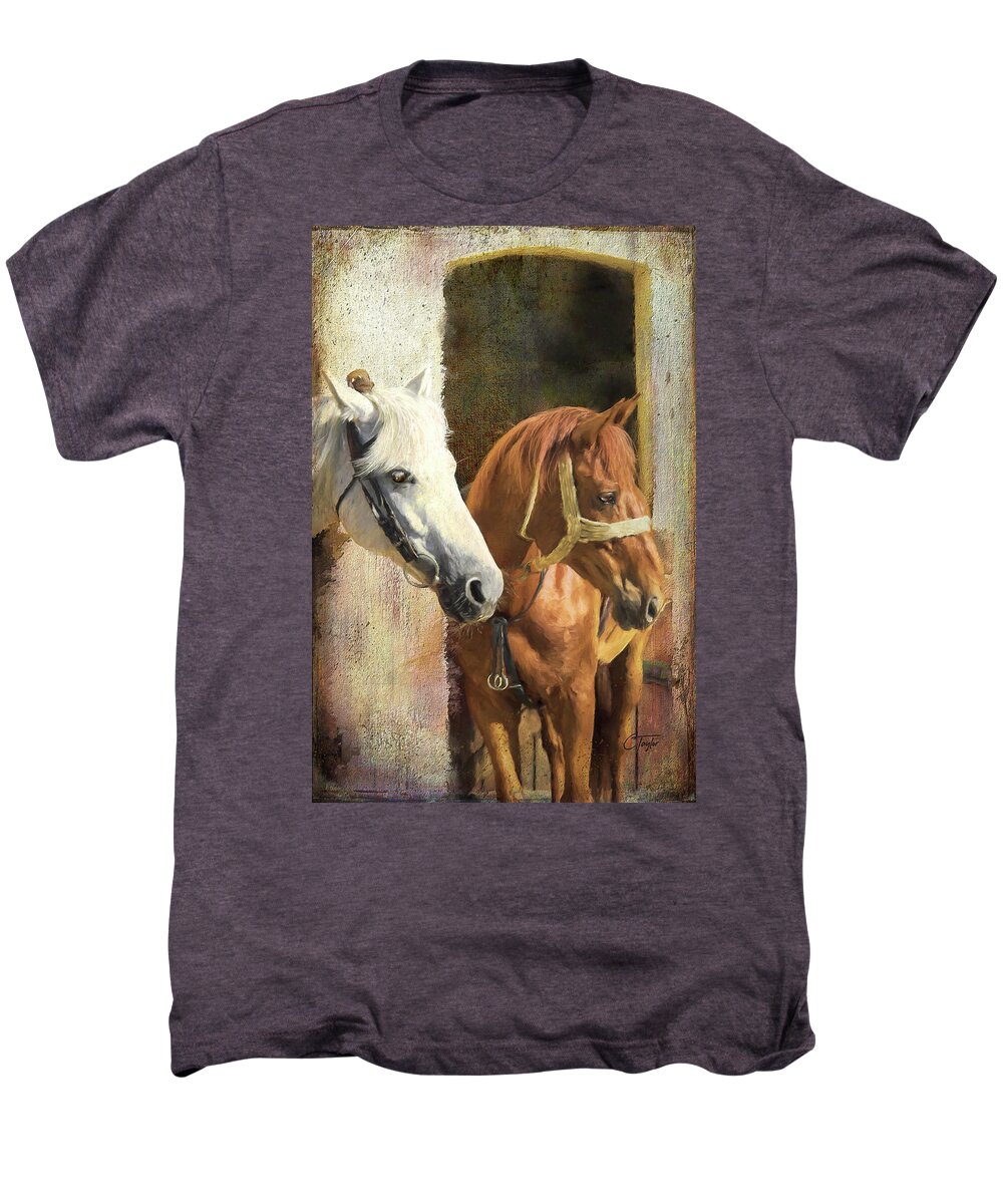 Horses Men's Premium T-Shirt featuring the digital art Anticipation by Colleen Taylor