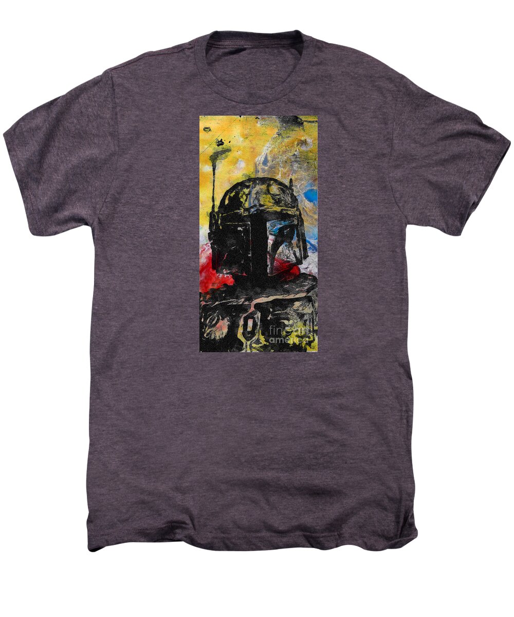 Star Men's Premium T-Shirt featuring the painting Boba Fett Fan Art by Edward Fielding