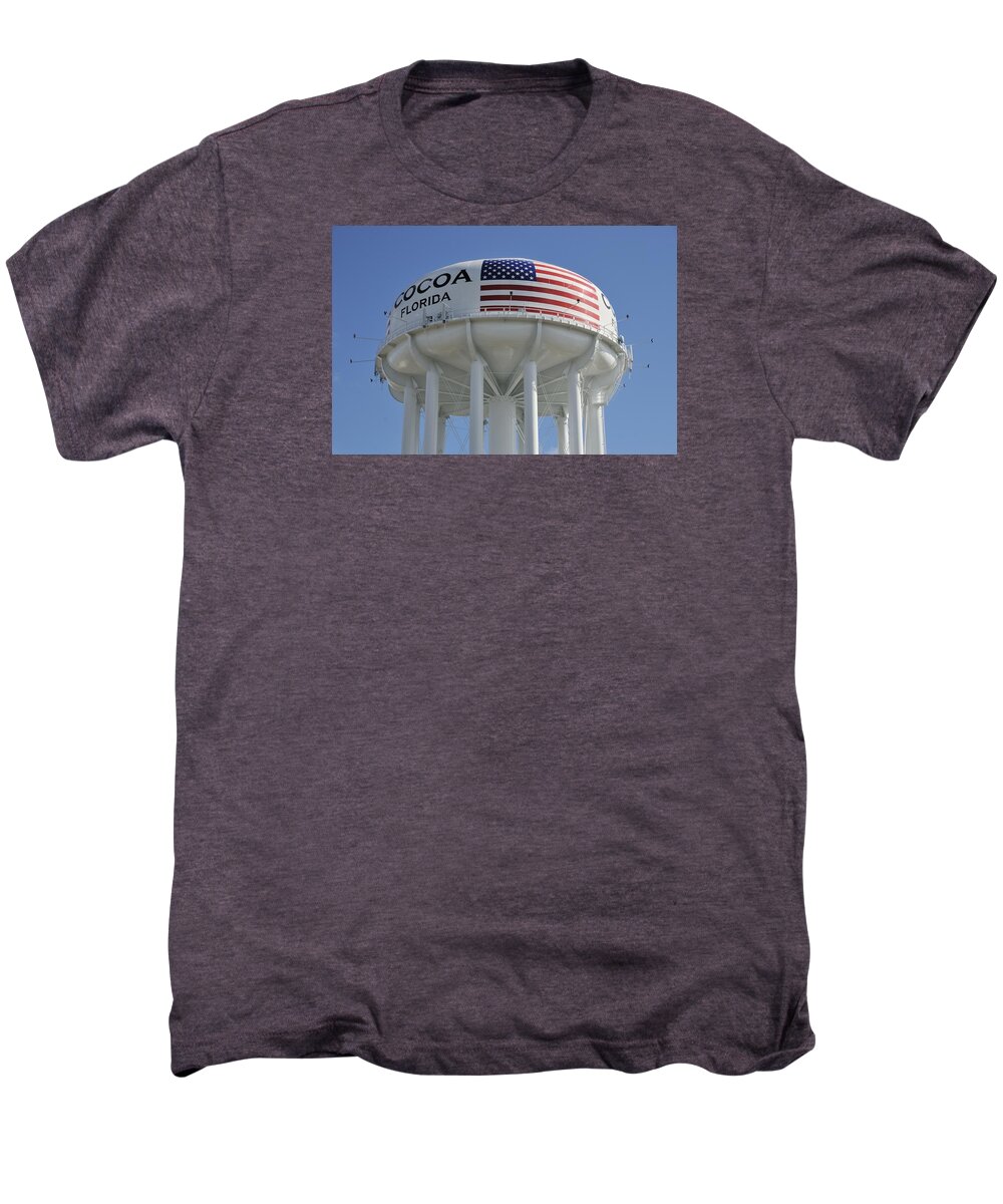 Water Tower Men's Premium T-Shirt featuring the photograph City of Cocoa Water Tower by Bradford Martin