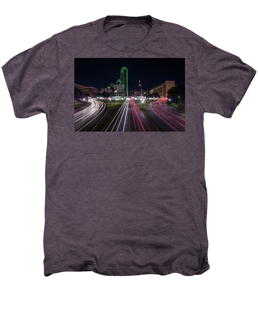 Dallas Men's Premium T-Shirt featuring the photograph Dealey Plaza Dallas at Night by Todd Aaron