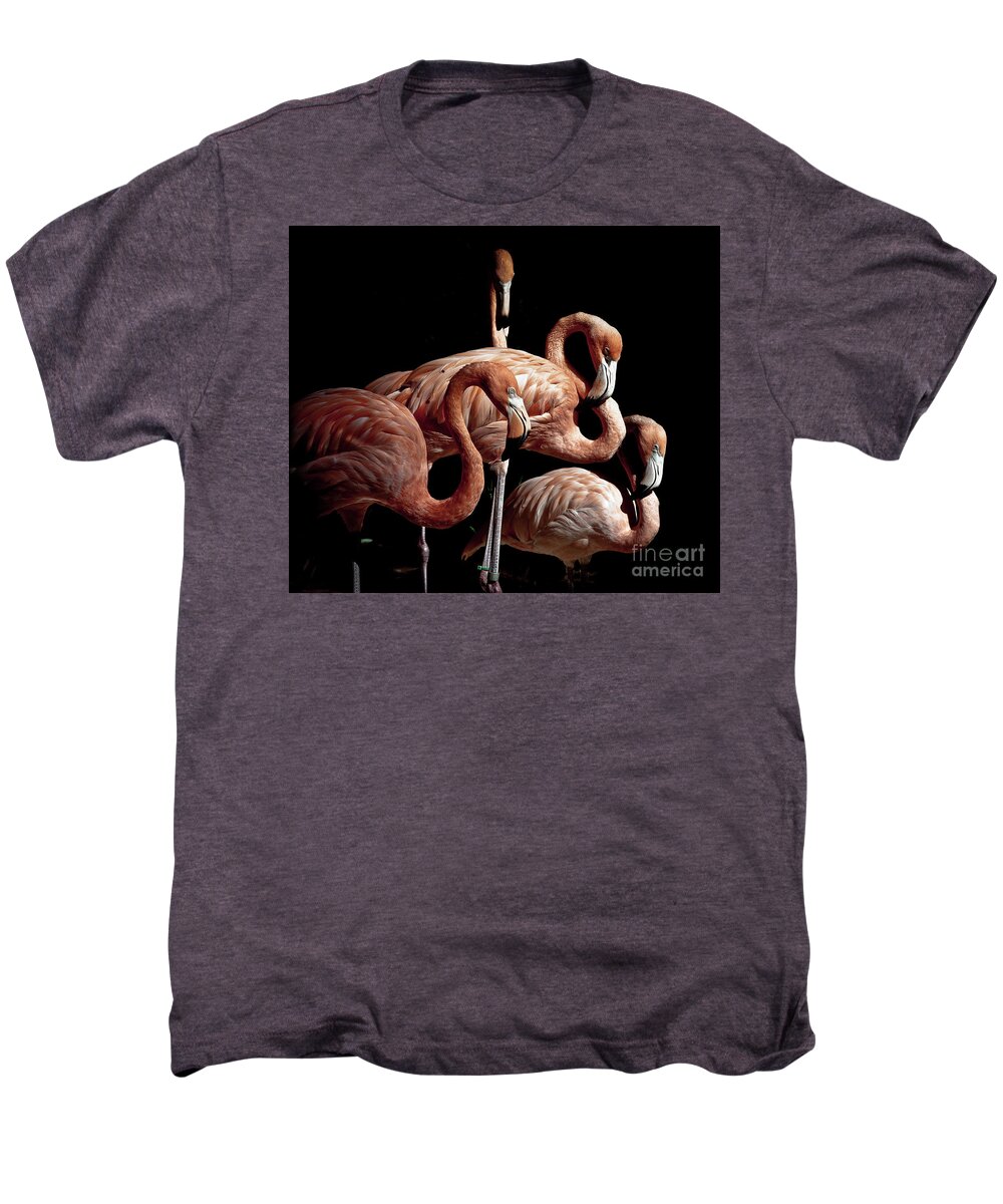 Animal Men's Premium T-Shirt featuring the photograph Flamingo Edge of Darkness by Robert Frederick