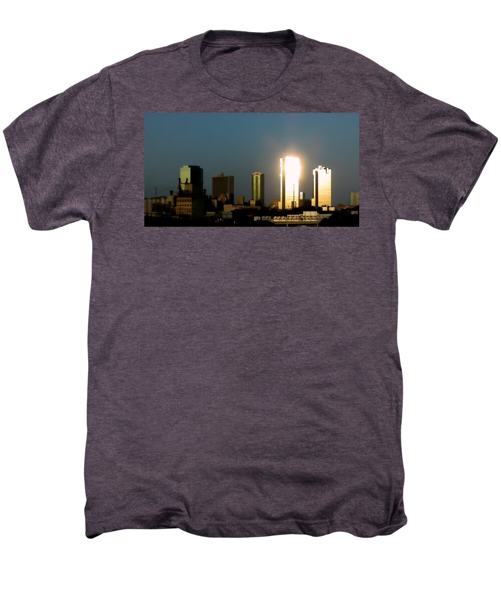 Fort Worth Skyline Men's Premium T-Shirt featuring the photograph Fort Worth Gold by Douglas Barnard