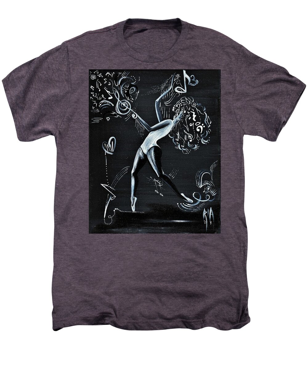  Men's Premium T-Shirt featuring the painting I dont care about the words I just listen to the beat by Artist RiA