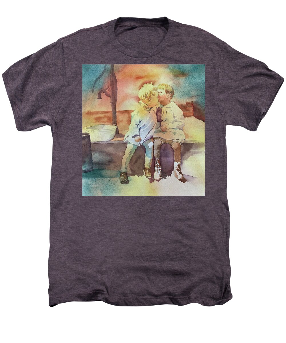  Men's Premium T-Shirt featuring the painting Kissing Cousins by Tara Moorman
