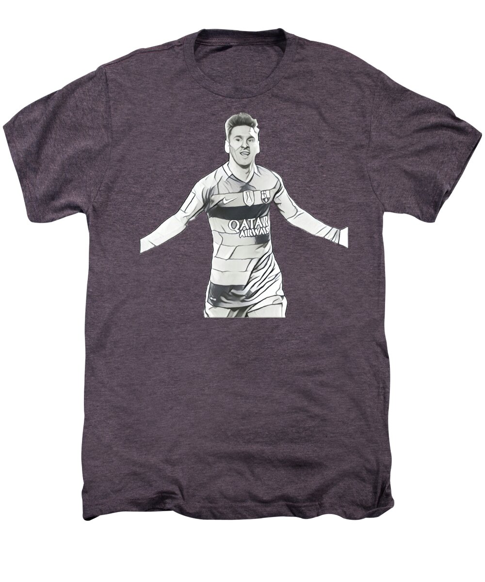 Cristiano Ronaldo Men's Premium T-Shirt featuring the drawing Messi by Vincenzo Basile