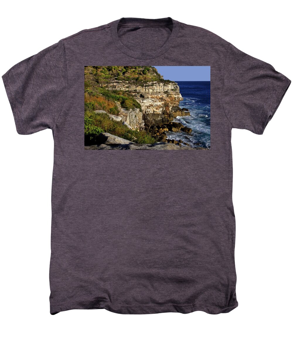 Nature Men's Premium T-Shirt featuring the photograph More Of North Head Cliff by Miroslava Jurcik