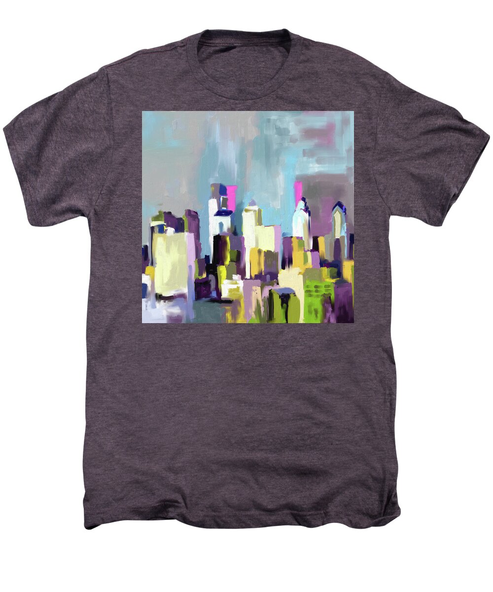 United States Men's Premium T-Shirt featuring the painting Philadelphia Skyline 650 1 by Mawra Tahreem