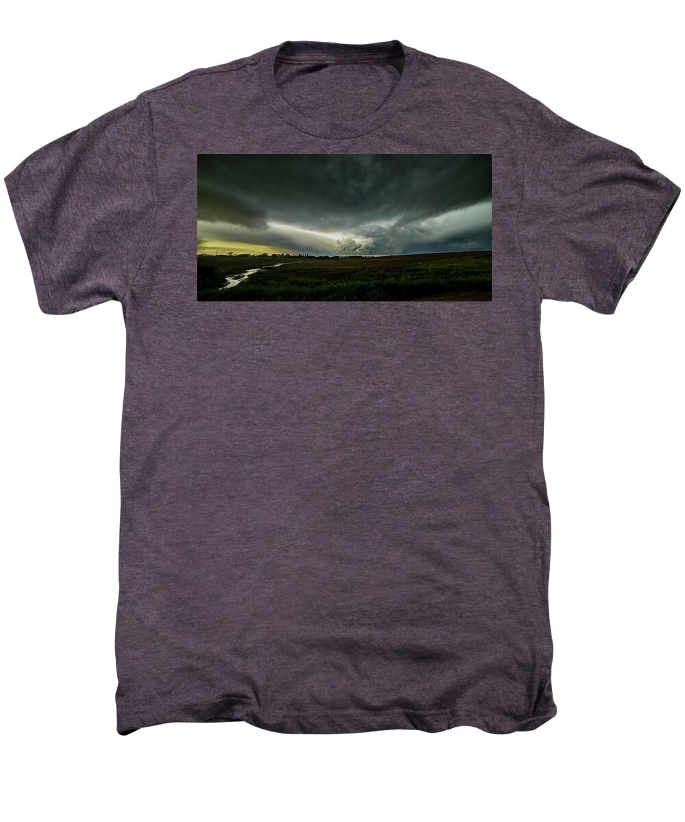 Storm Men's Premium T-Shirt featuring the photograph Rural Spring Storm over Chester Nebraska by Art Whitton