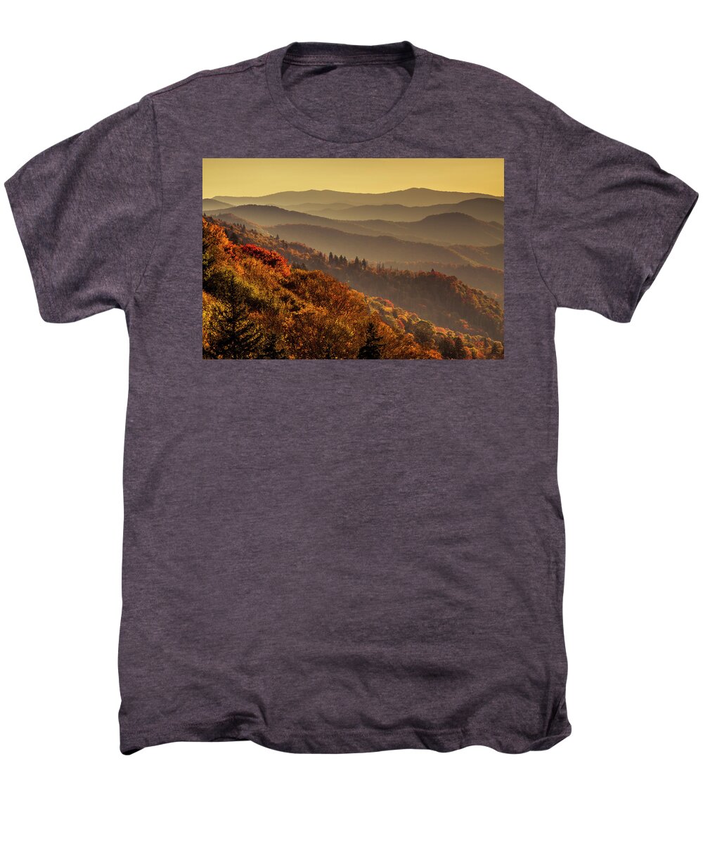 Clingmans Dome Men's Premium T-Shirt featuring the photograph Smoky Mountains in the Morning by Teri Virbickis