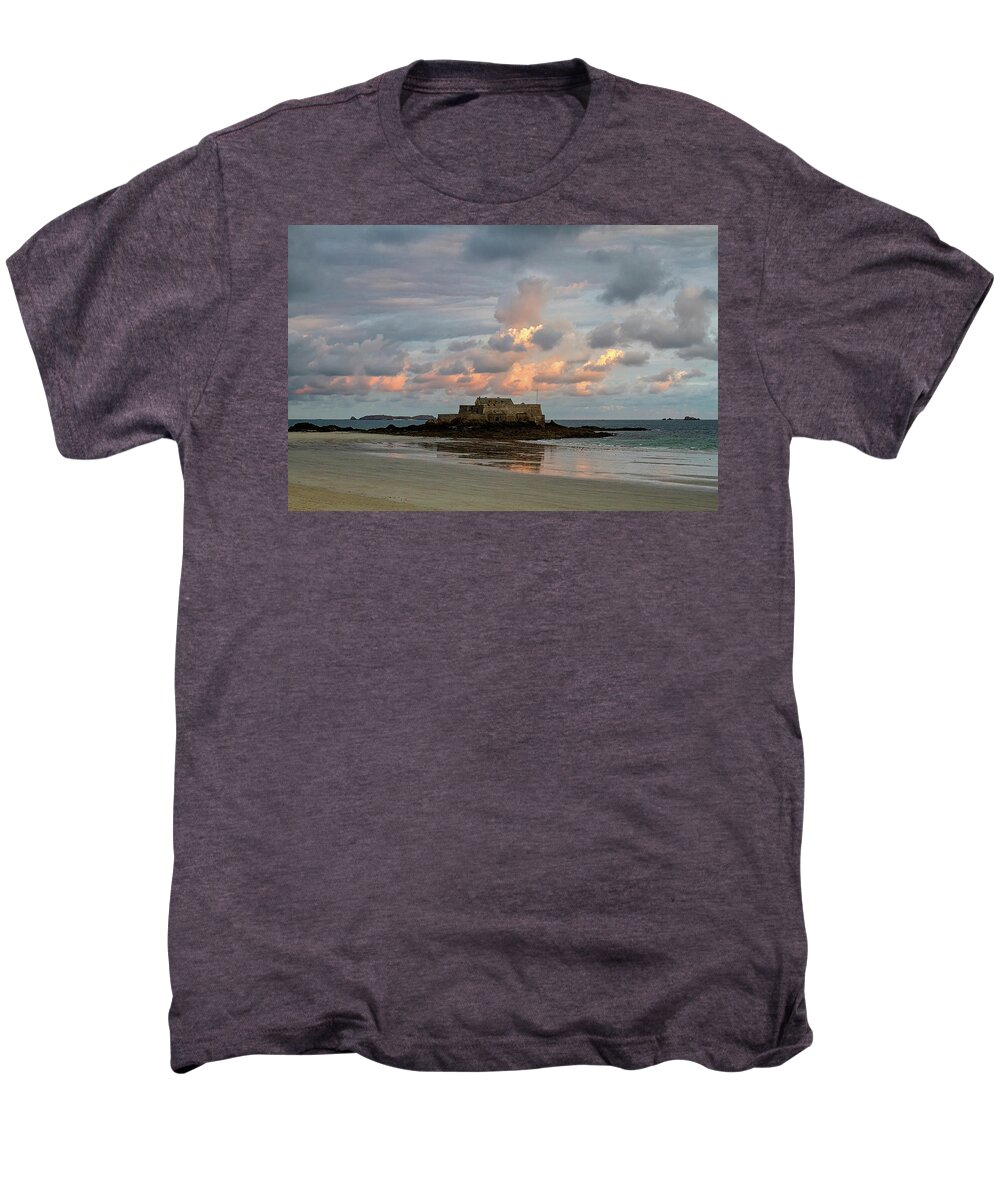 Water Men's Premium T-Shirt featuring the photograph Sunrise, St Malo by Shirley Mitchell