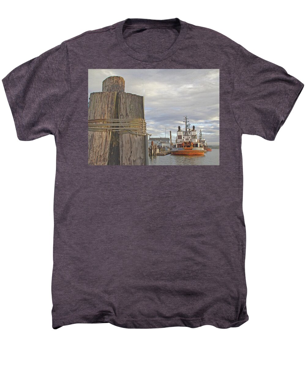 Boat Men's Premium T-Shirt featuring the photograph View from the Pilings by Suzy Piatt