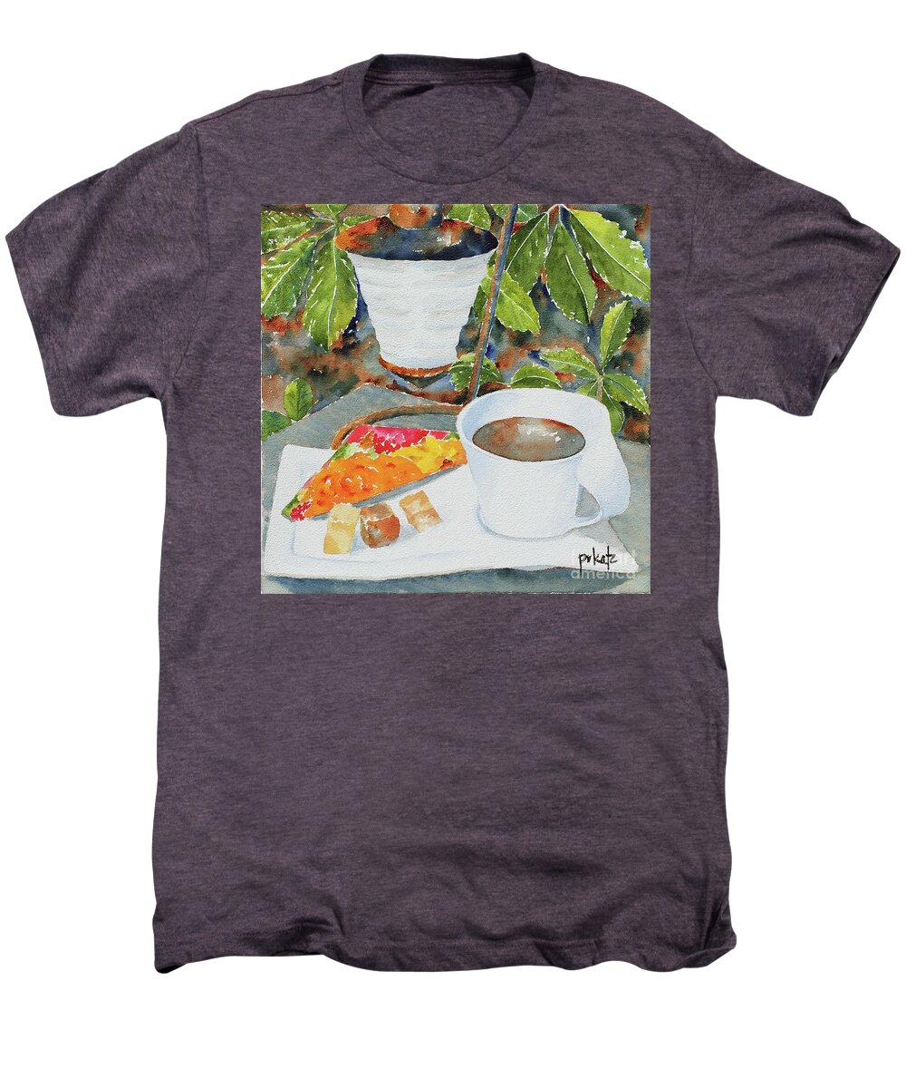 Impressionism Men's Premium T-Shirt featuring the painting Fudge In The Garden by Pat Katz
