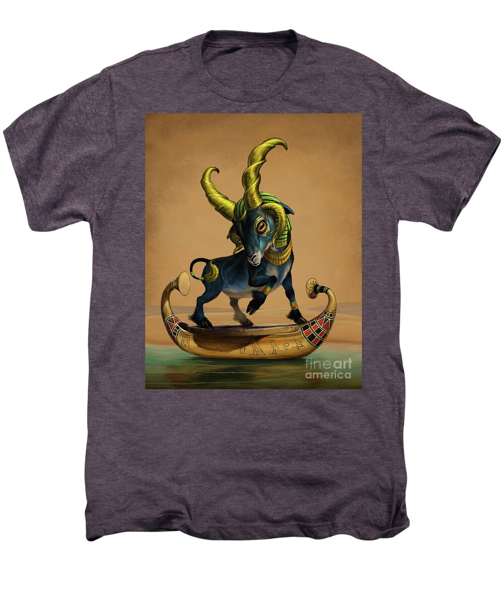 Khnum Men's Premium T-Shirt featuring the digital art Khnum Egyptian god by Stanley Morrison