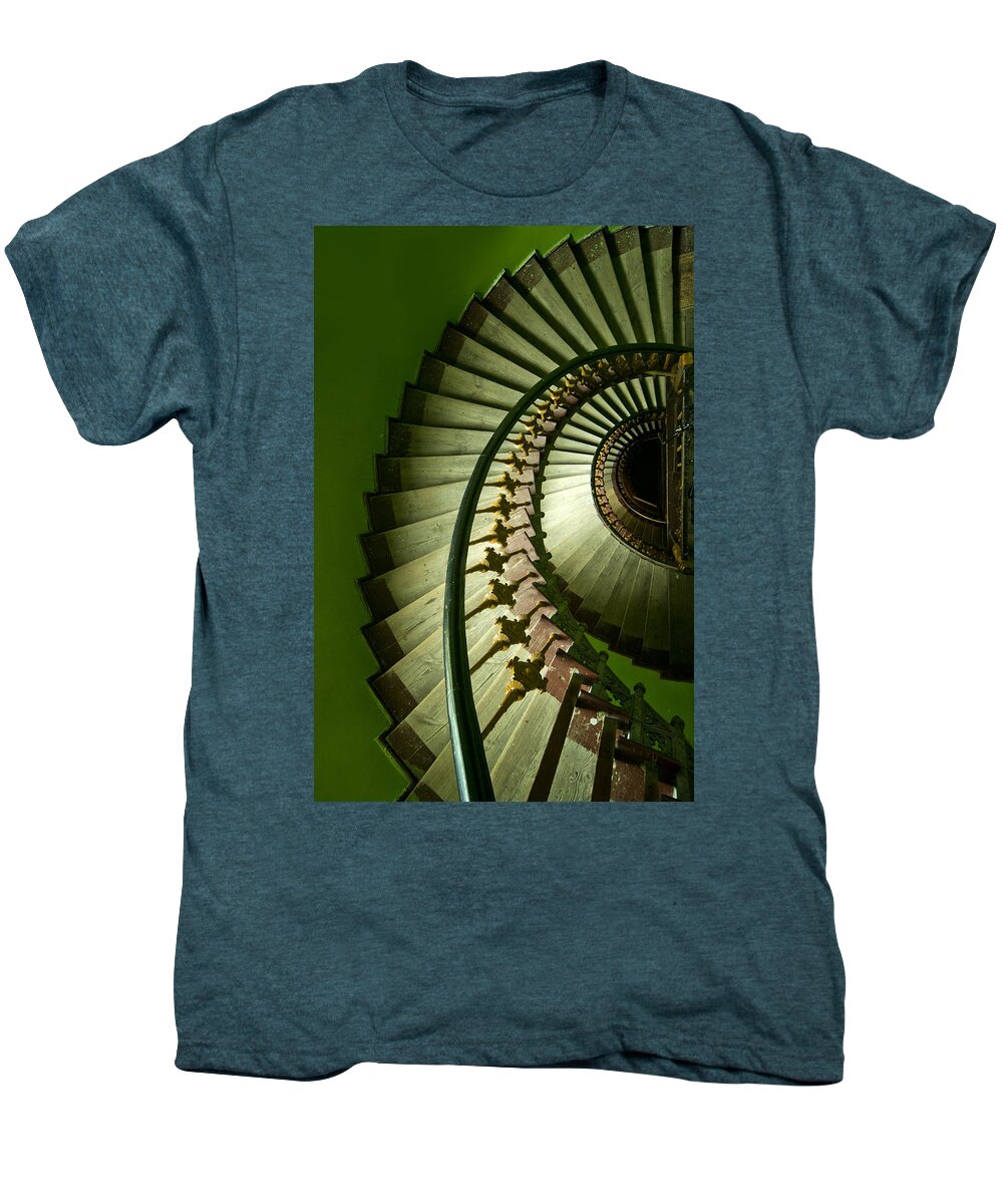 Architecture Spiral Men's Premium T-Shirt featuring the photograph Green spiral staircase #2 by Jaroslaw Blaminsky