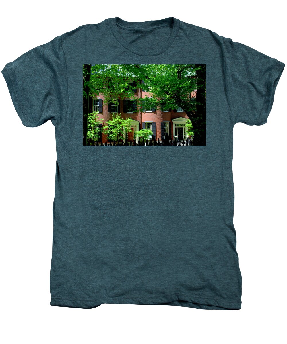 Boston Men's Premium T-Shirt featuring the photograph 10 Louisburg Sq Beacon Hill by Caroline Stella