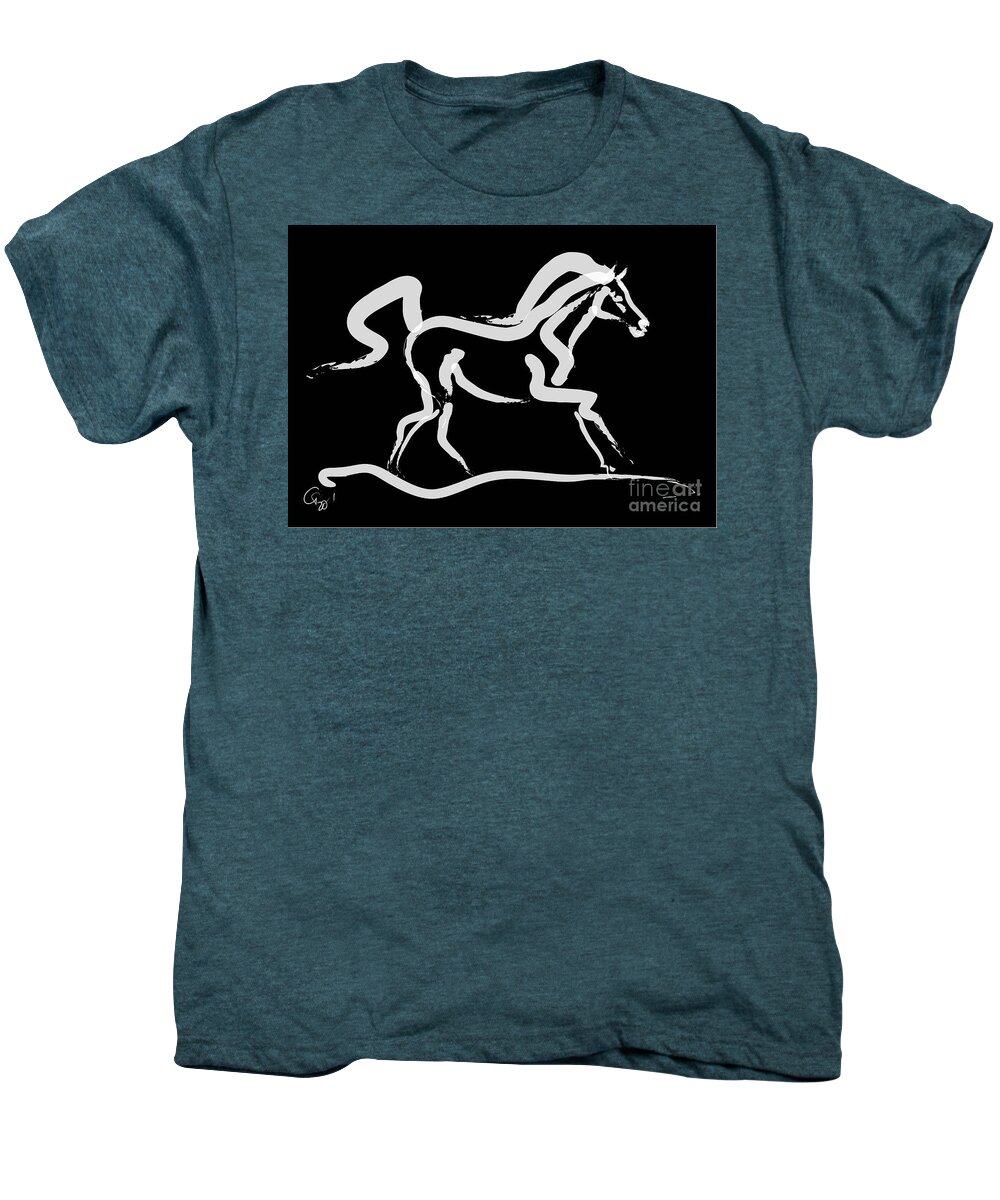 Running Horse Men's Premium T-Shirt featuring the painting Horse-Runner by Go Van Kampen