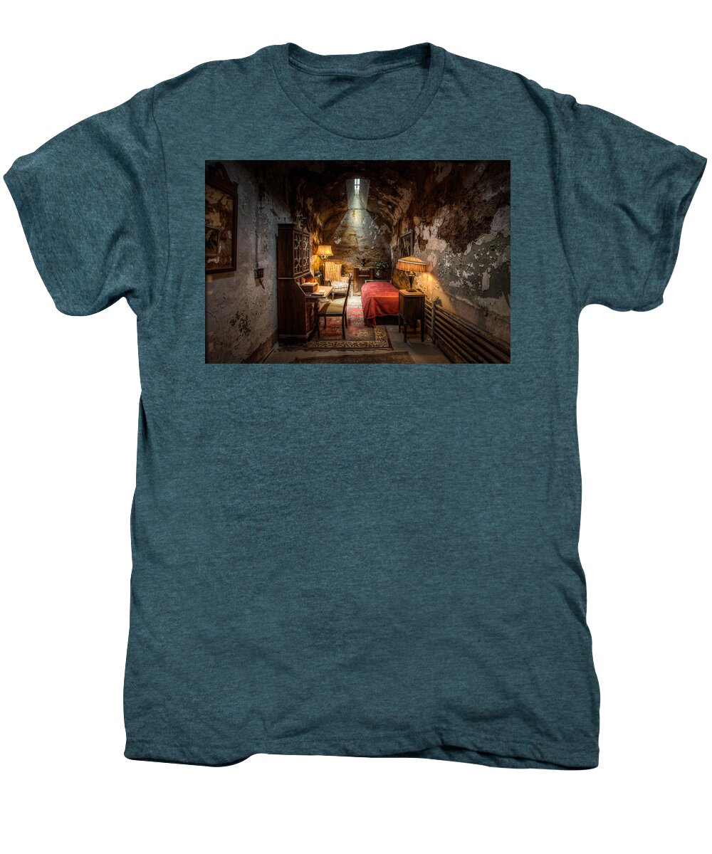 Scarface Men's Premium T-Shirt featuring the photograph Al Capone's Cell - Historical Ruins at Eastern State Penitentiary - Gary Heller by Gary Heller